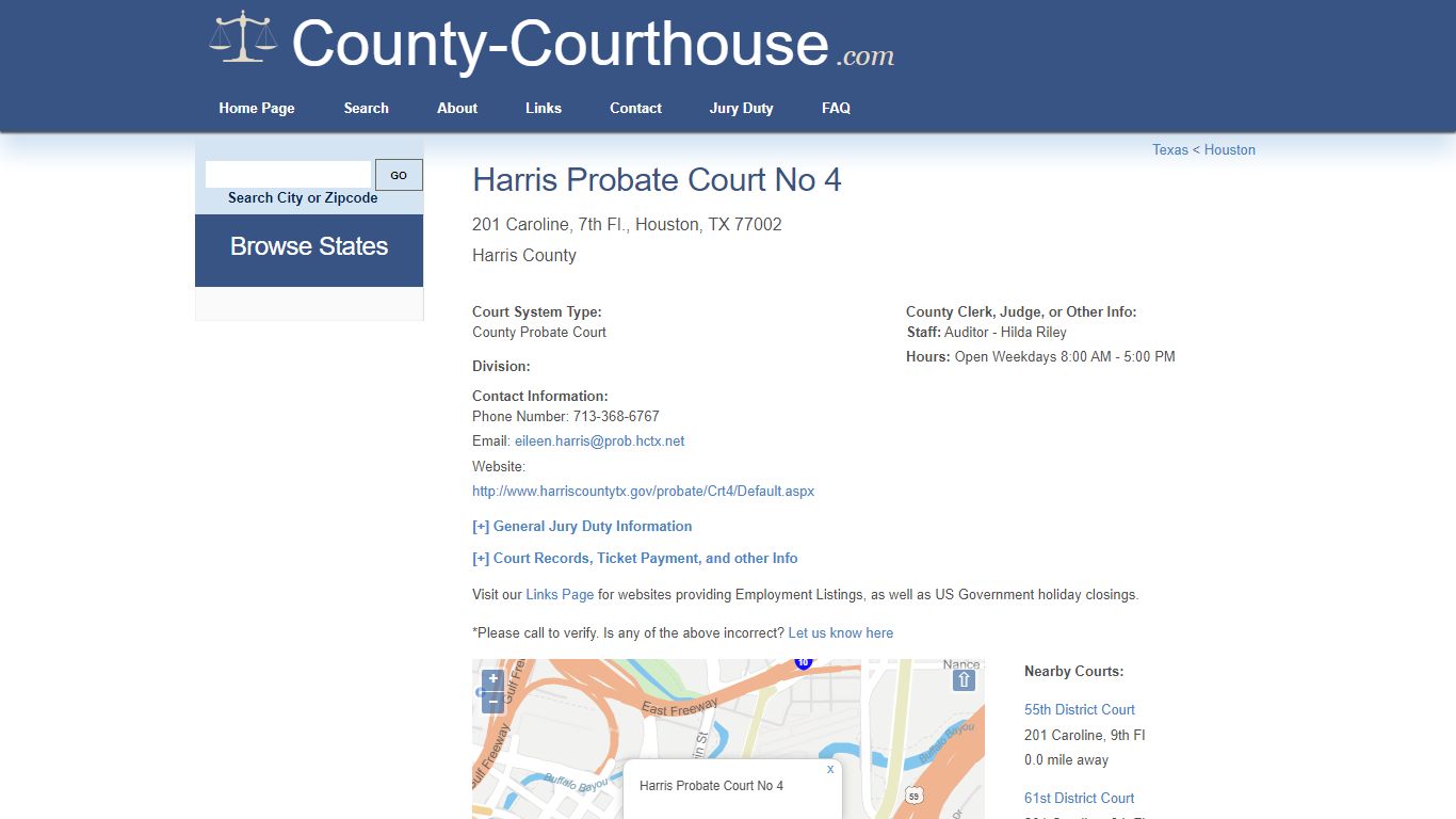 Harris Probate Court No 4 in Houston, TX - Court Information